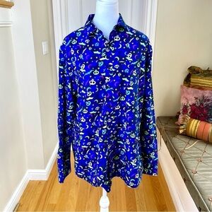 Simon Banks Shirt Halloween Blue Bats Skulls (44” chest)